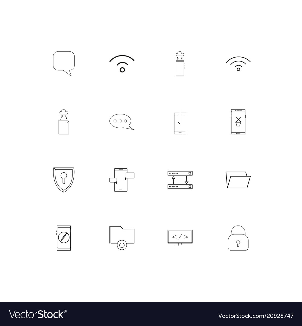 Network and database linear thin icons set
