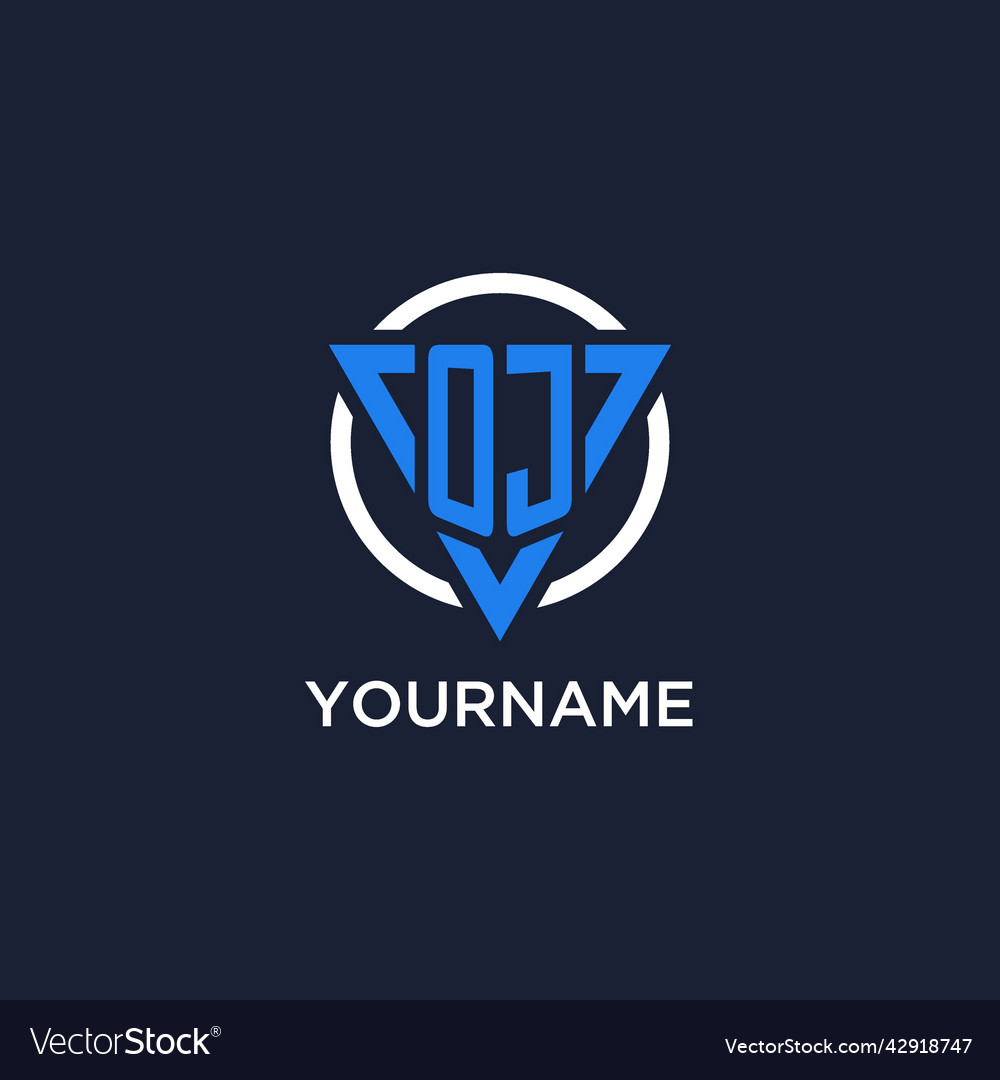 Oj monogram logo with triangle shape and circle