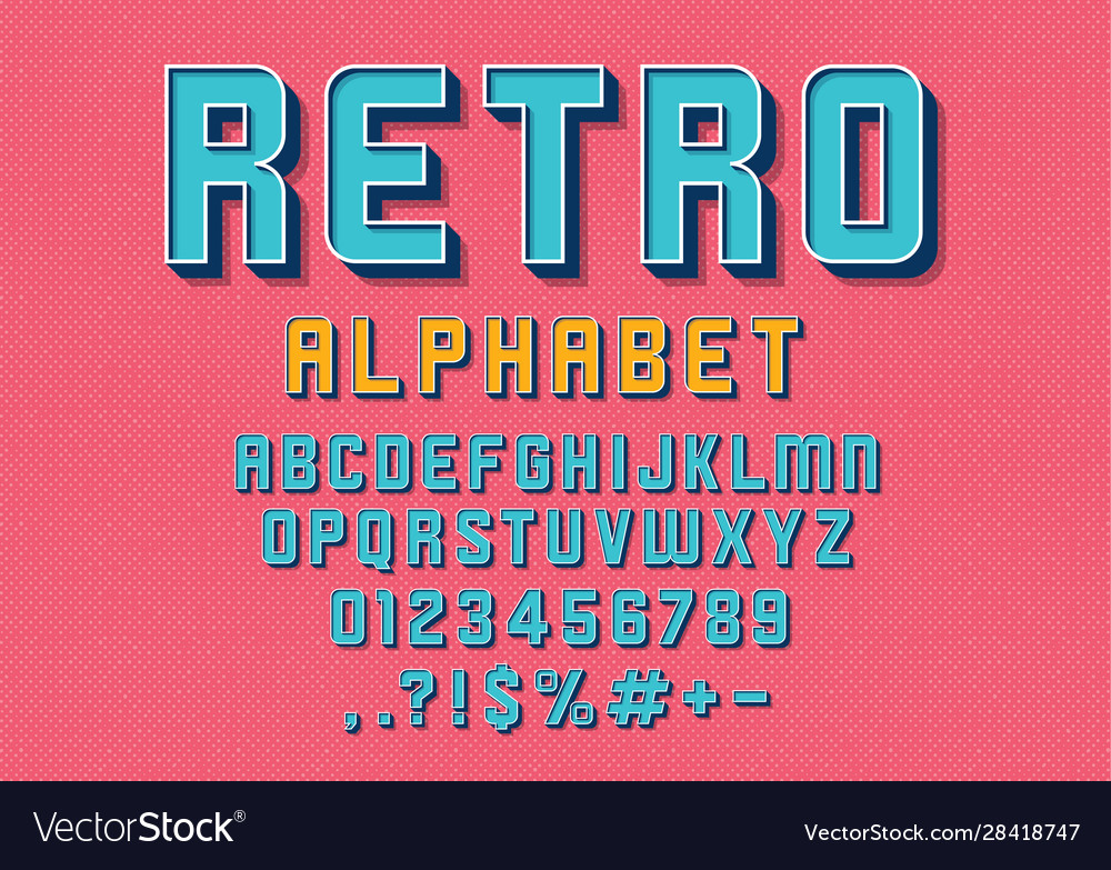 Retro Font Royalty Free Vector Image - Vectorstock