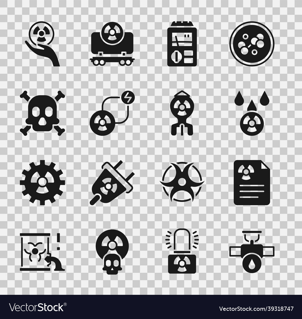 Set industry pipe and valve radiation warning Vector Image