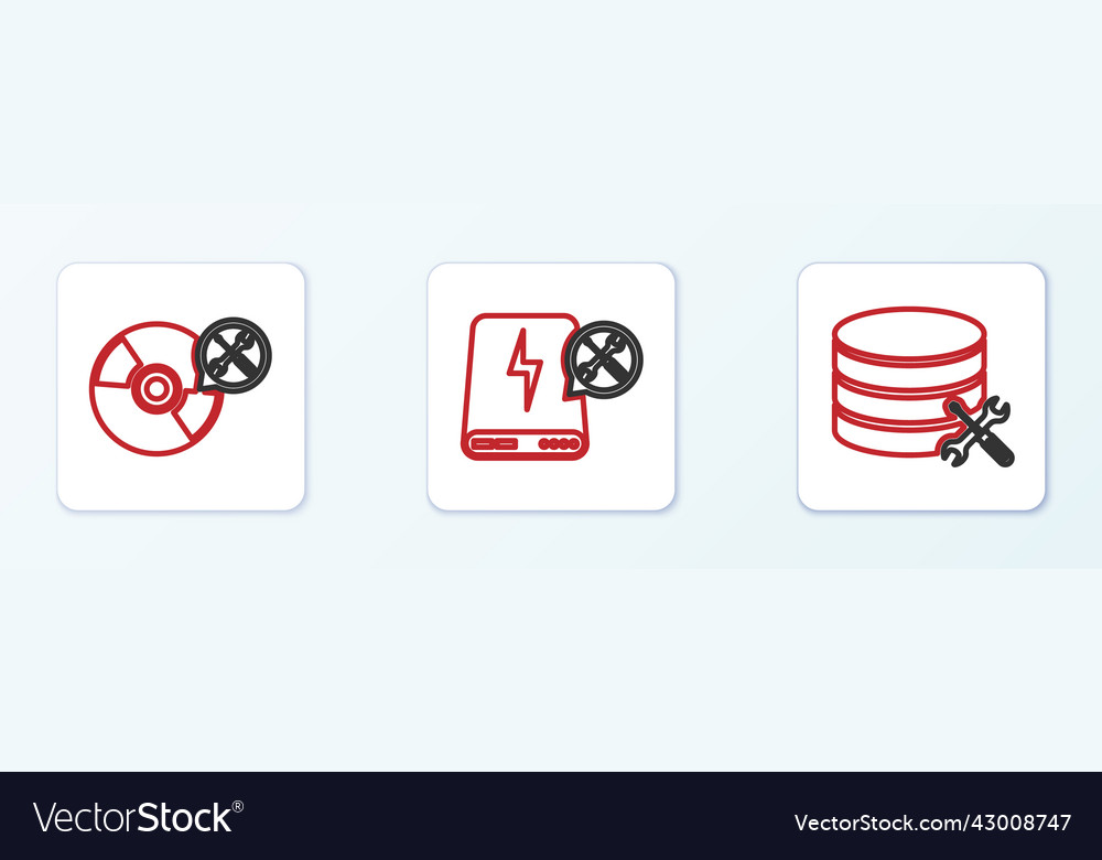 Set line database server service cd or dvd disk vector image Set line database server service cd or dvd disk