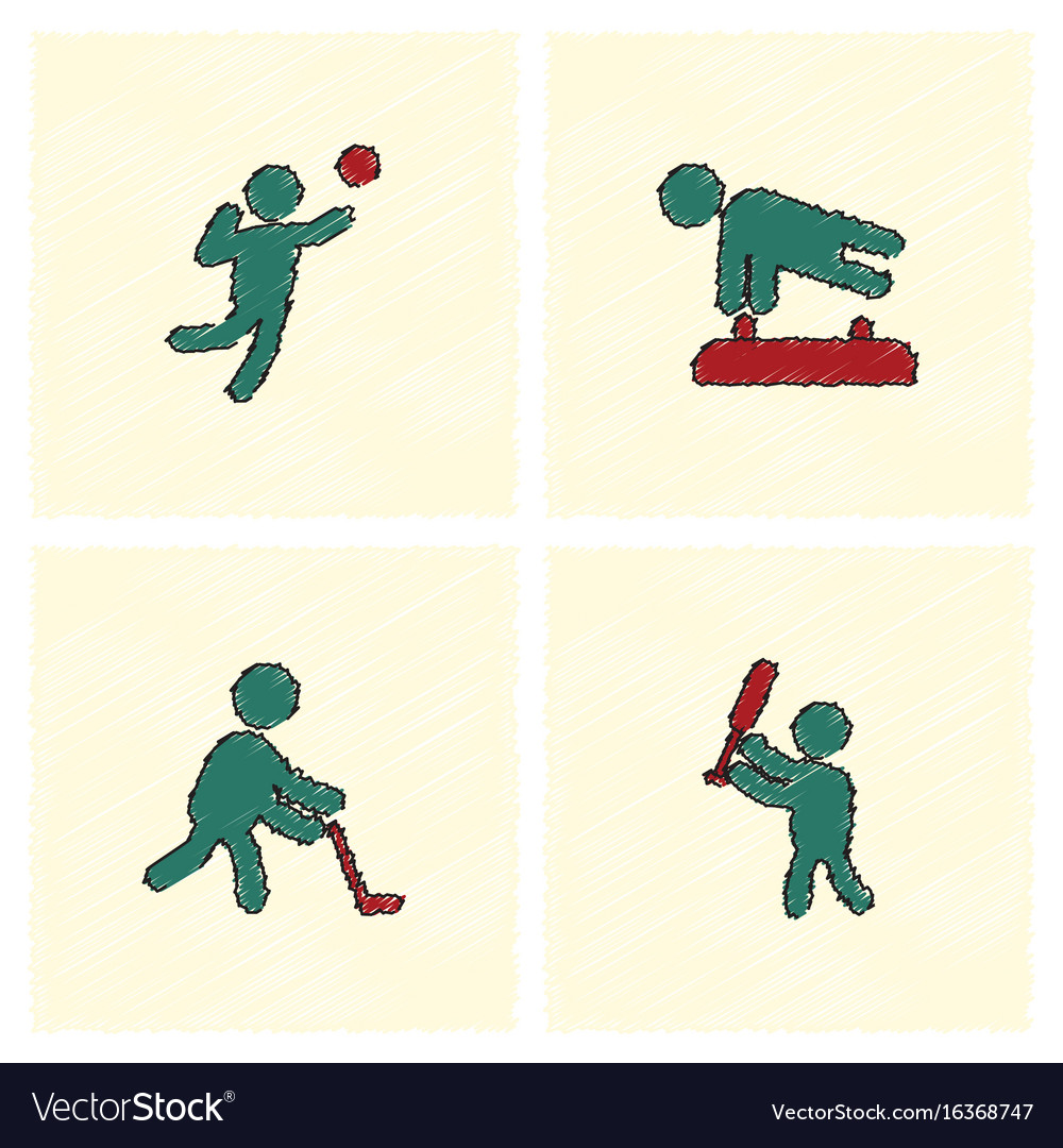 Set of olympic game design in hatching style