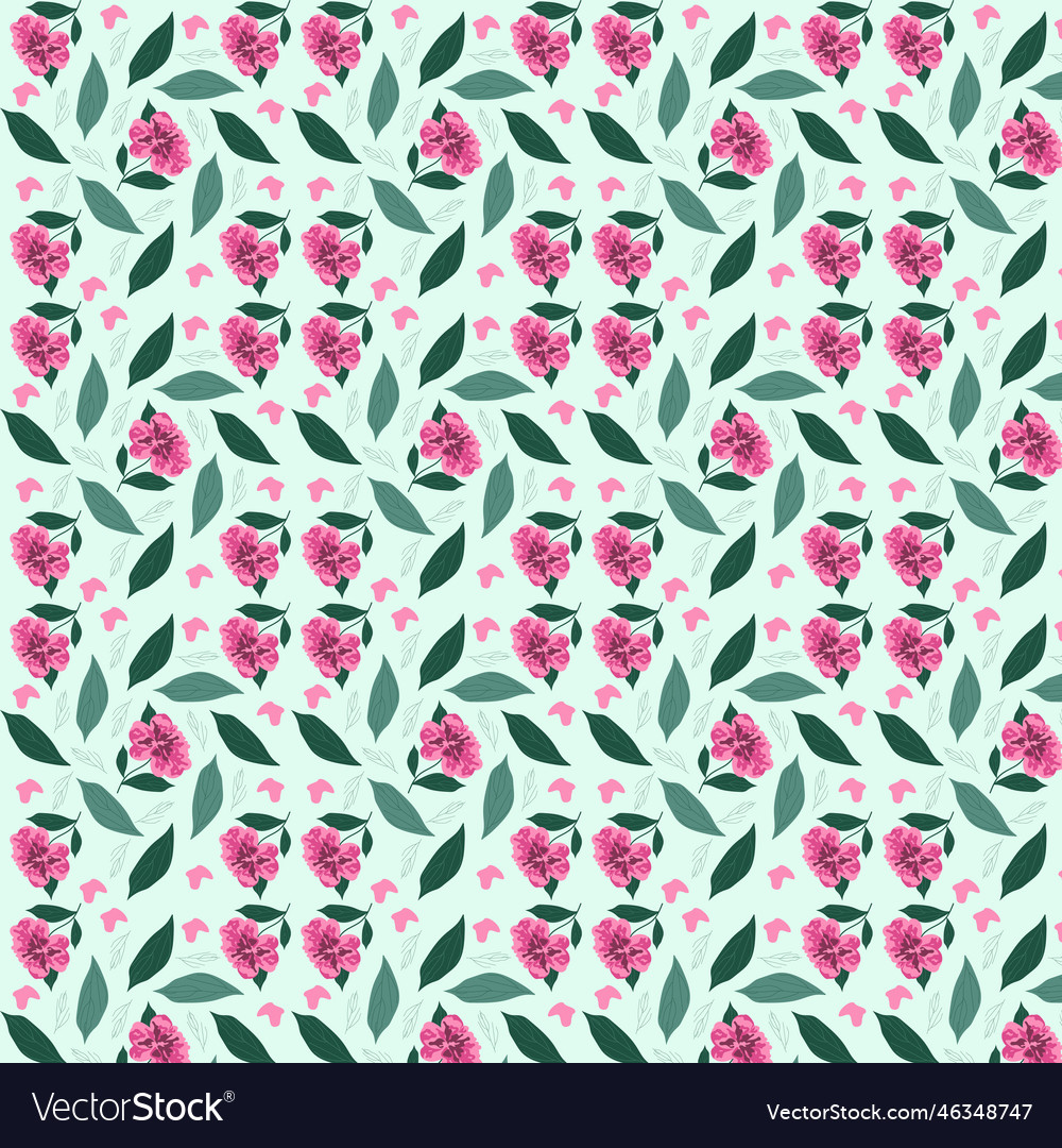 Spring flower with leaf repeat pattern Royalty Free Vector