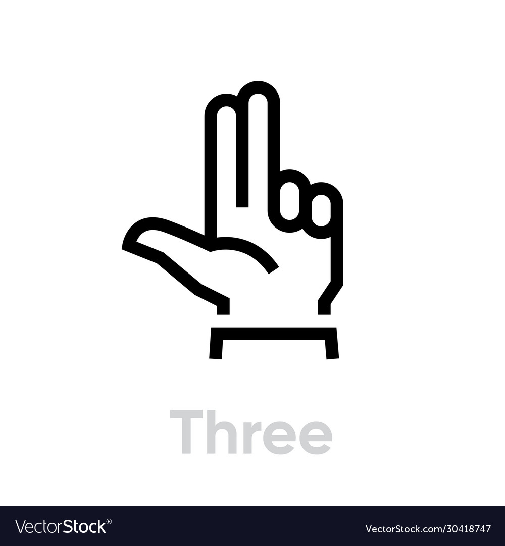 Three hand gesture icon editable line