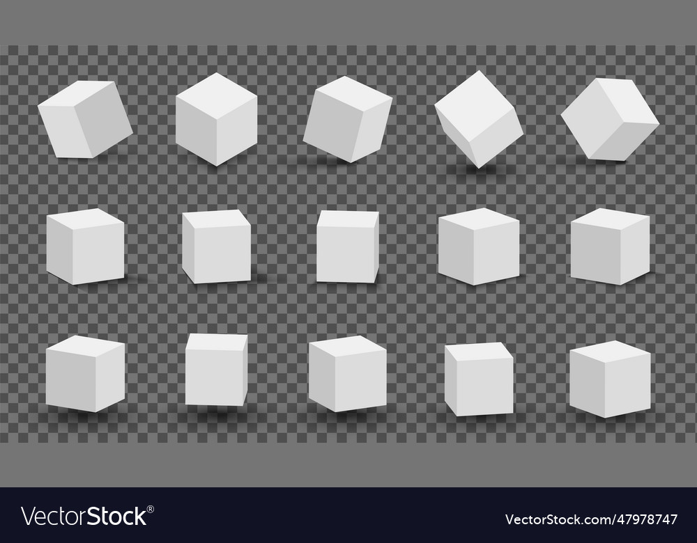 White cubes set 3d abstract box with shadow