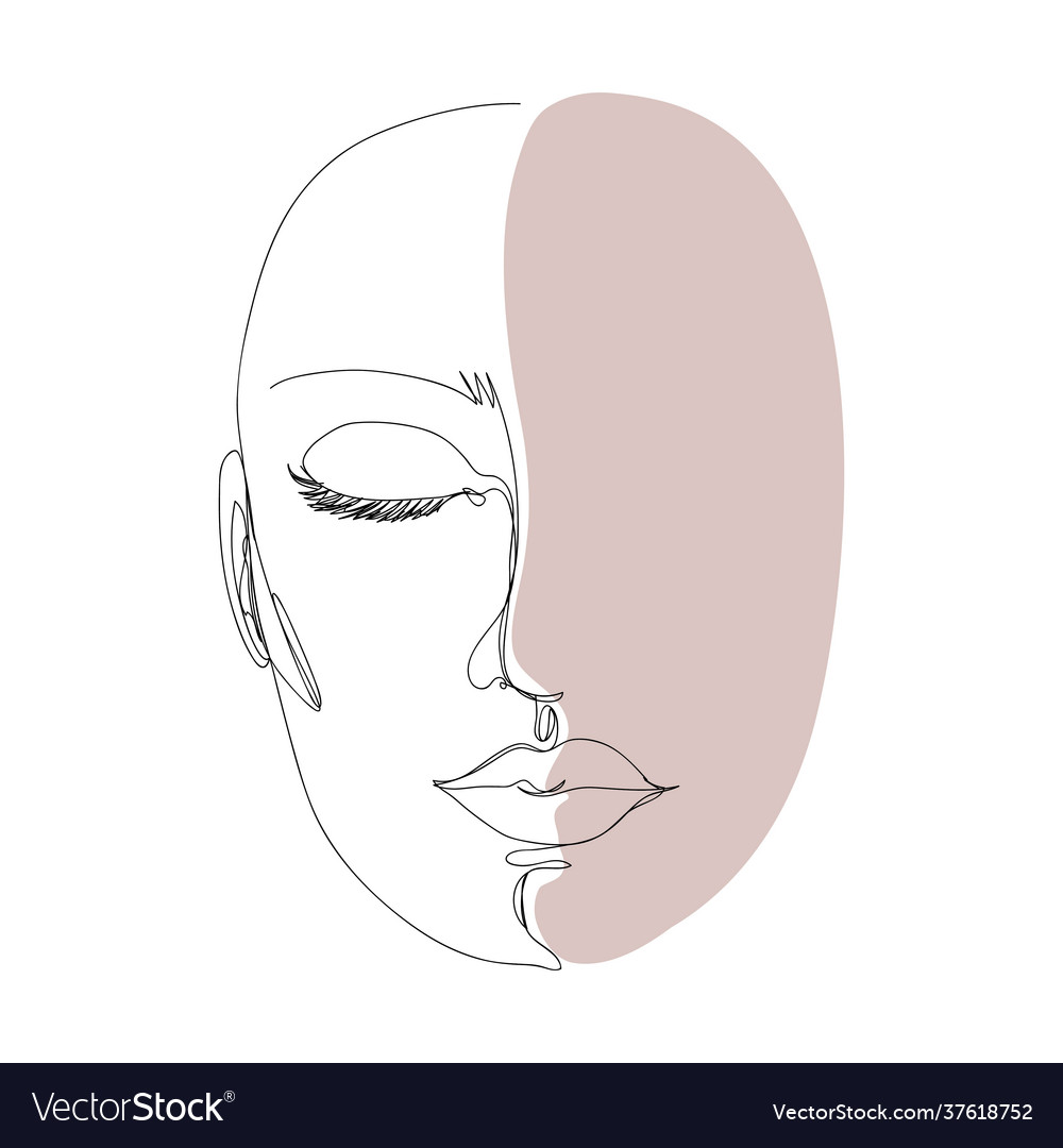 Abstract minimalistic linear sketch womans face vector image Abstract minimalistic linear sketch womans face