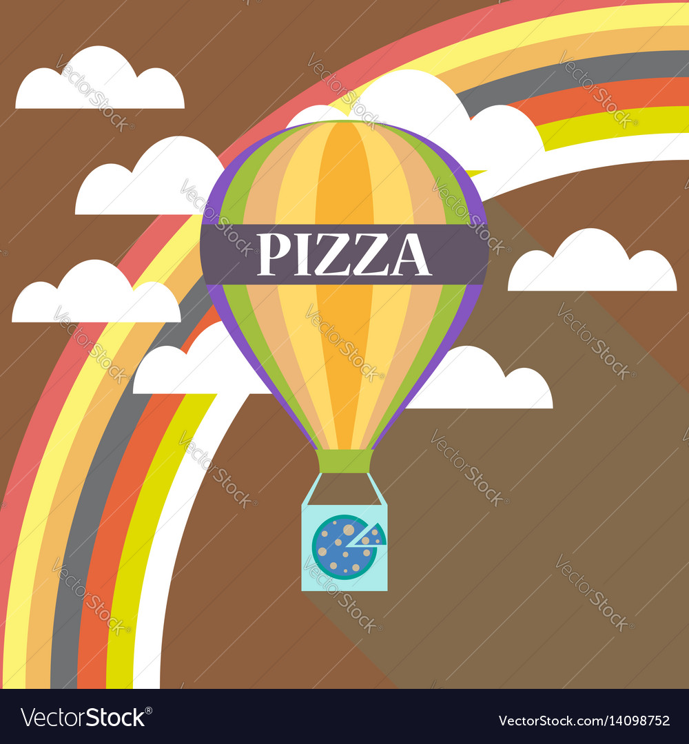 air balloon pizza delivery flat design royalty free vector
