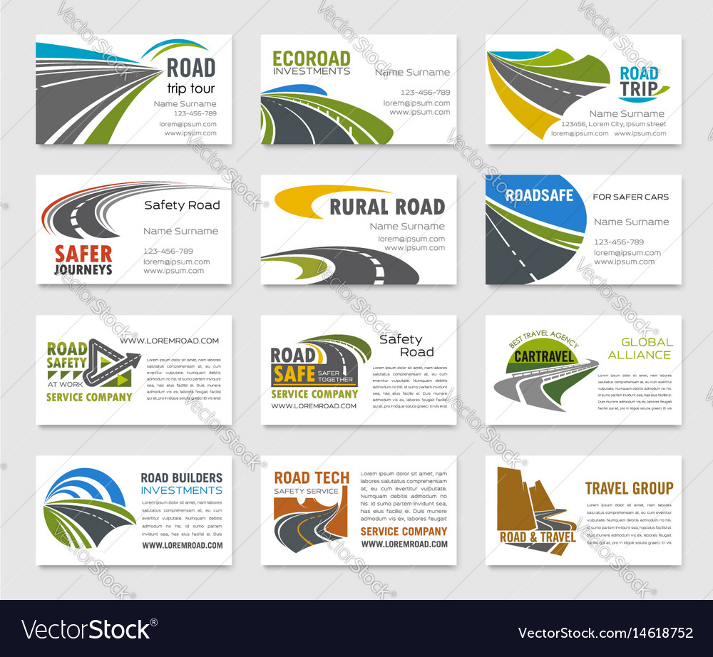 Business card template with road and highway Vector Image With Transport Business Cards Templates Free