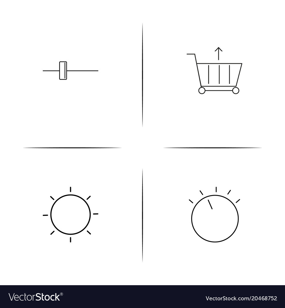 Buttons simple linear icons set outlined