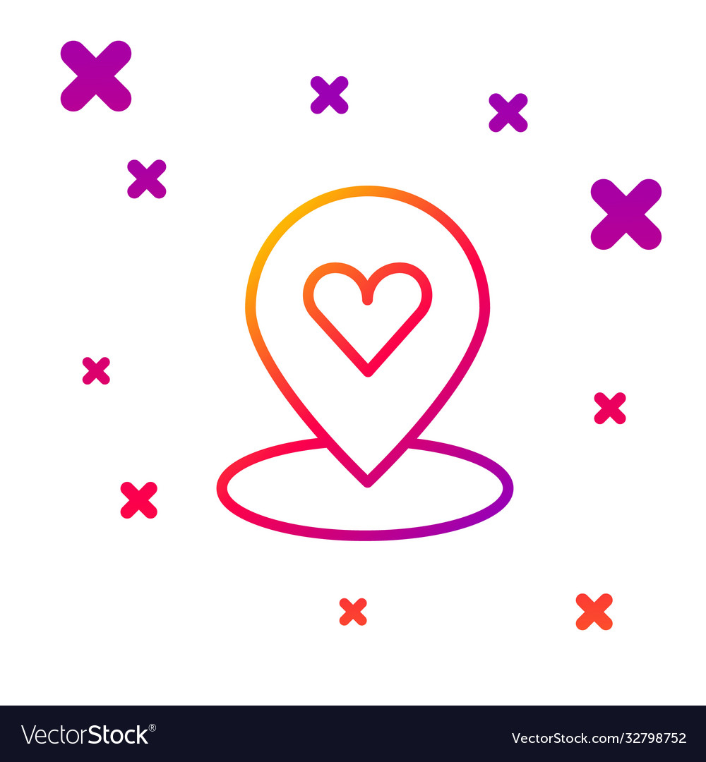 Color line map pointer with heart icon isolated vector image Color line map pointer with heart icon isolated
