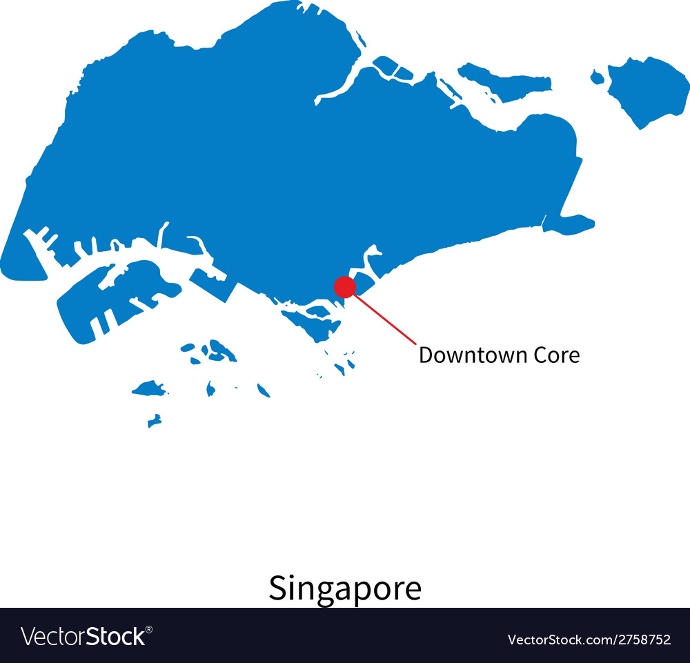 Capital City Of Singapore Map Detailed Map Of Singapore And Capital City Vector Image