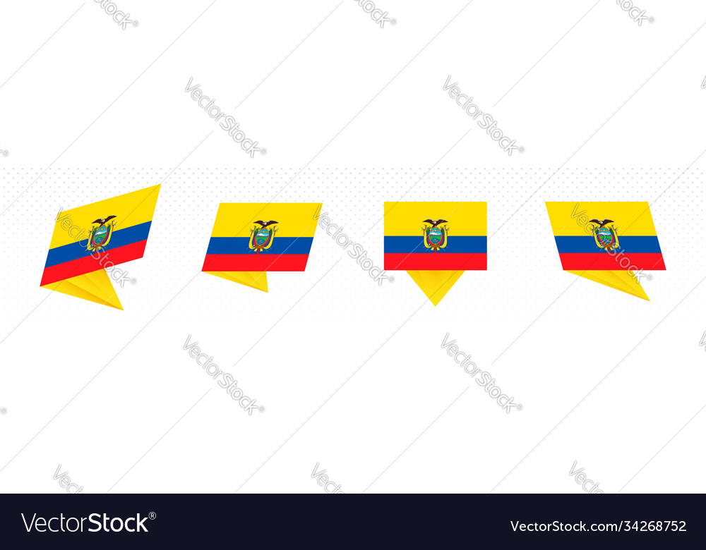 Flag ecuador in modern abstract design set