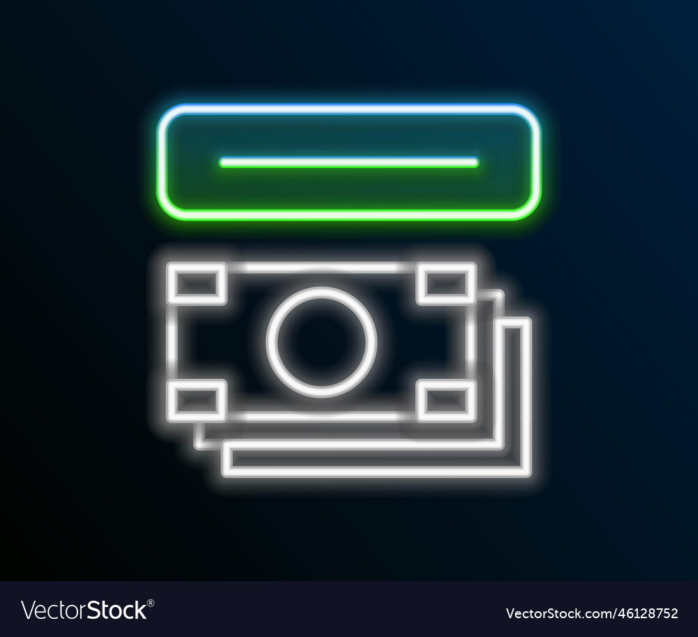 Glowing neon line atm - automated teller machine vector image Glowing neon line atm - automated teller machine