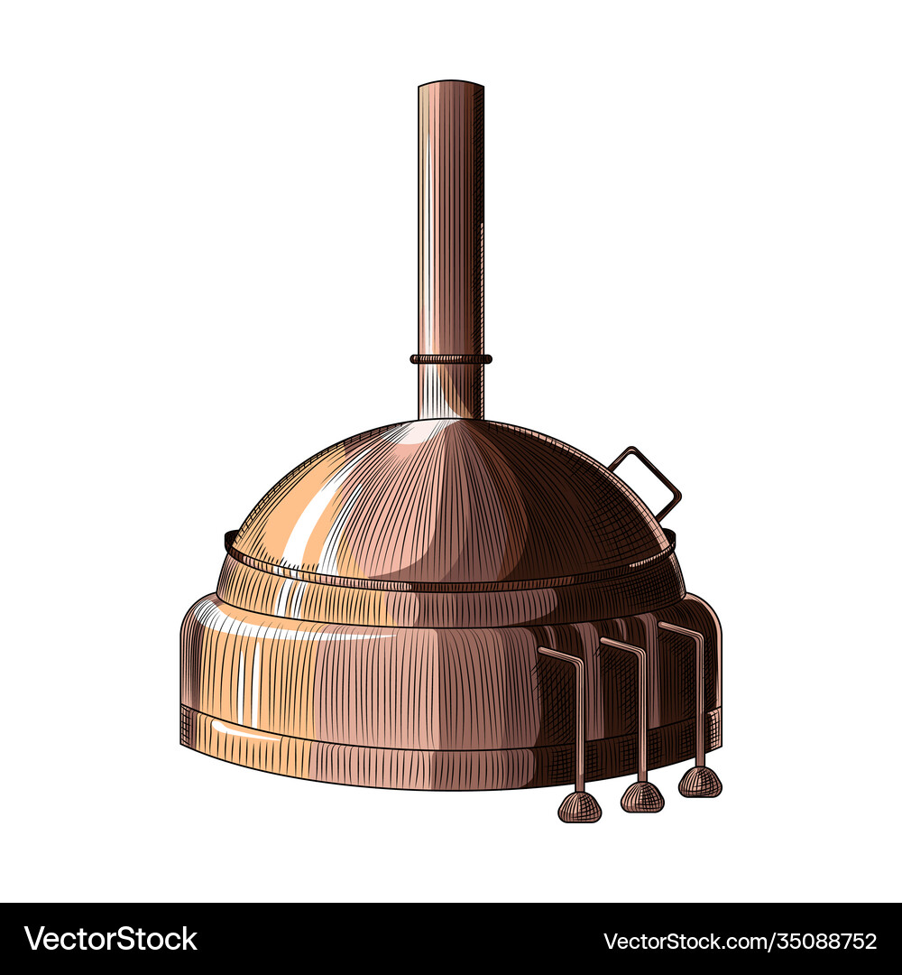 Hand drawn copper cube color brown isolated on Vector Image