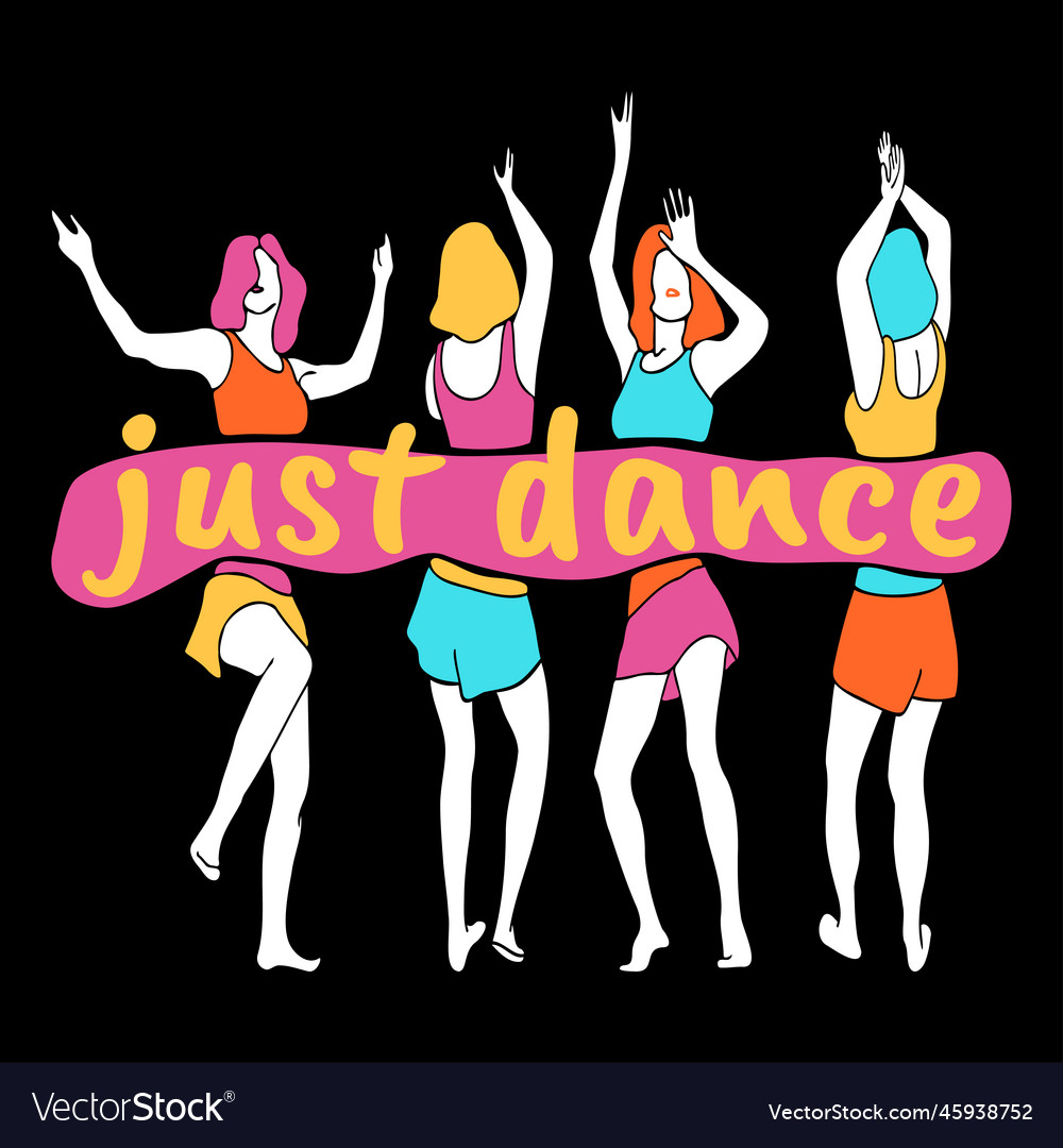 Just dance poster with script and abstract dancing