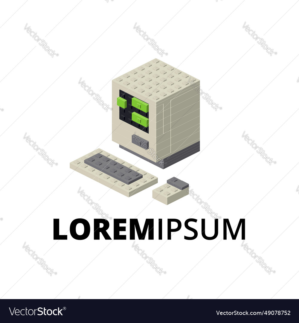 Logo with retro computer for printing and design