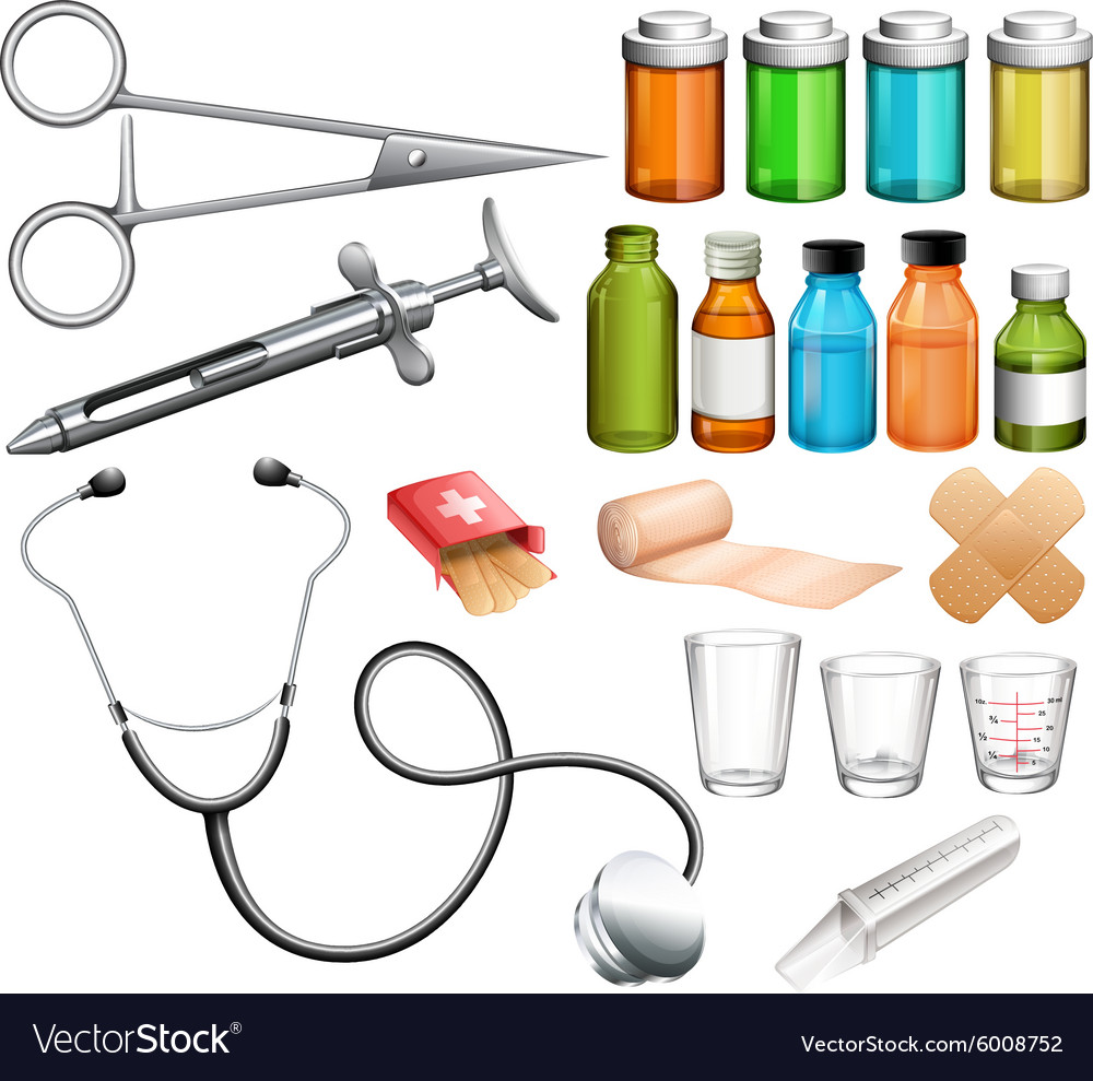 Medical equipment and container Royalty Free Vector Image