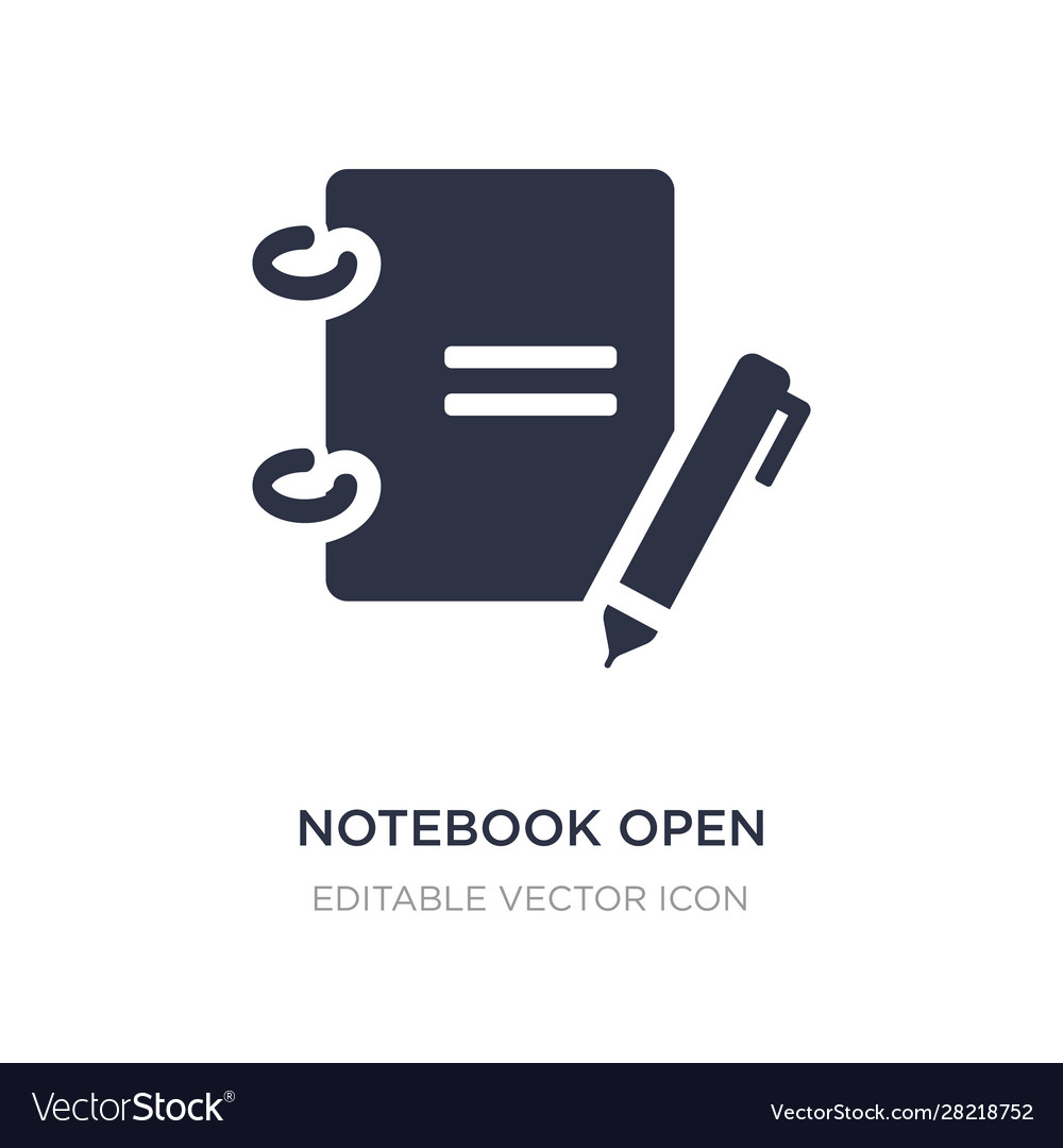 Notebook open with bookmark icon on white