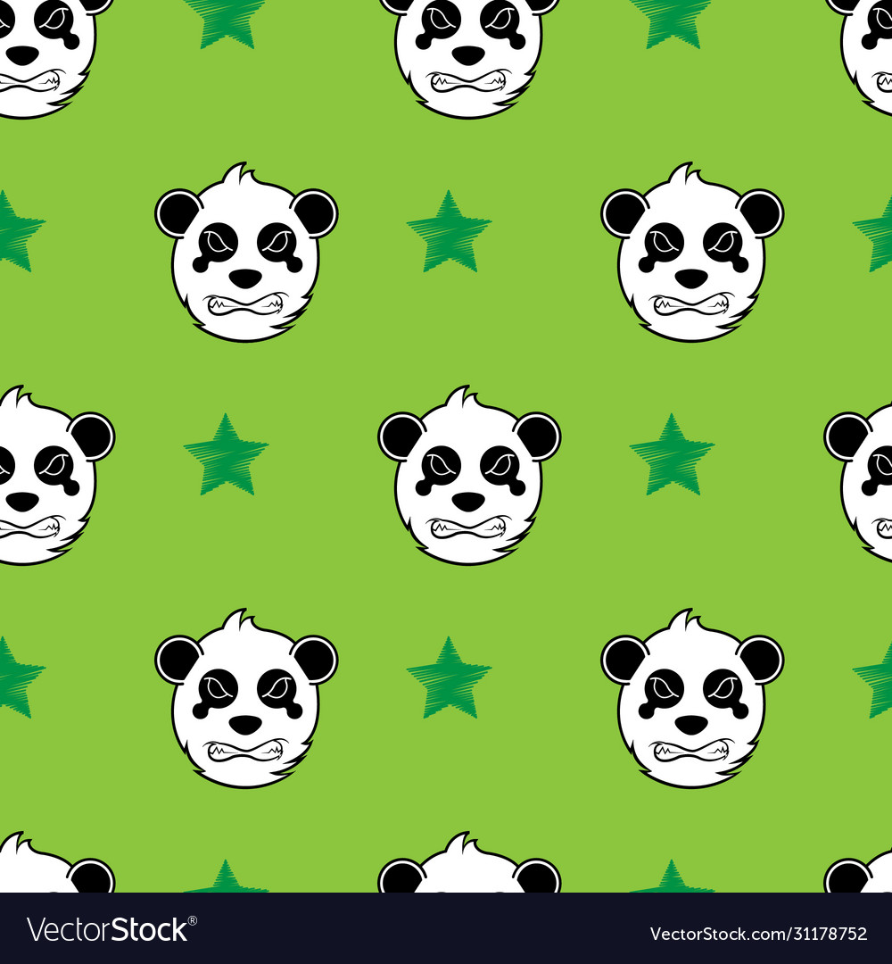 Panda cute face seamless pattern happy