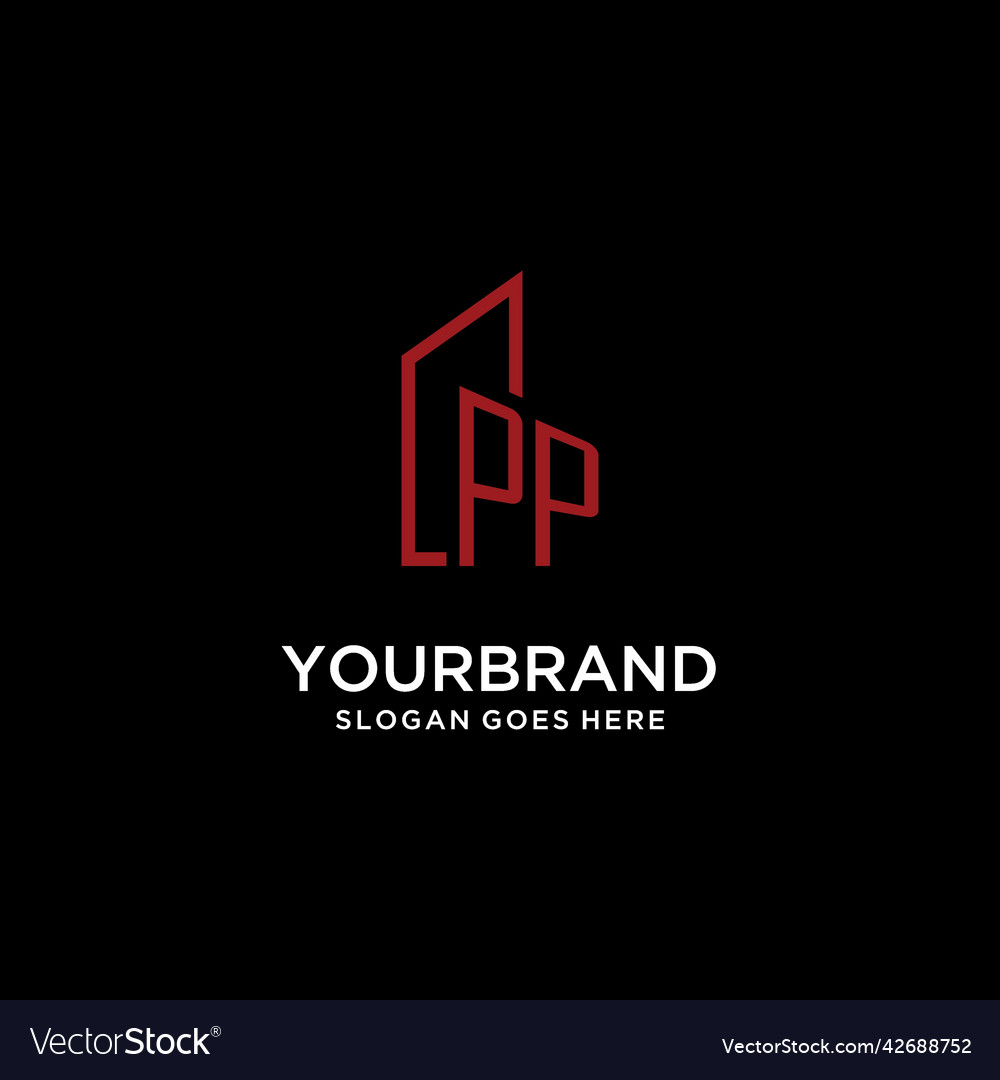Pp initial monogram with building logo design Vector Image Pp initial monogram with building logo design