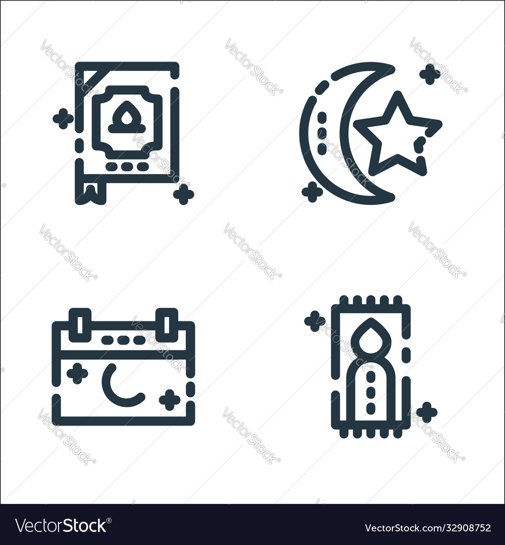Ramadan kareem line icons linear set quality