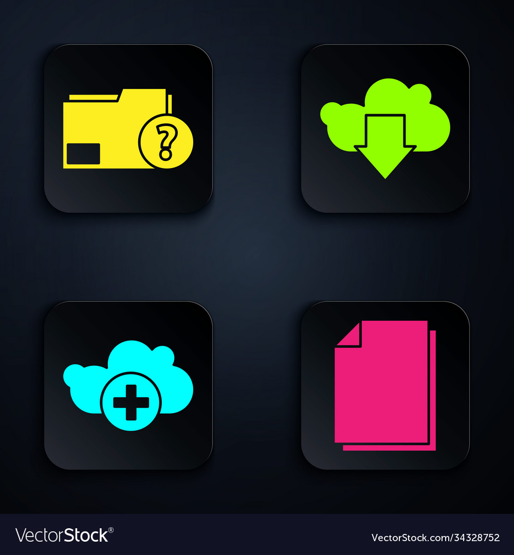 Set document unknown folder add cloud vector image Set document unknown folder add cloud