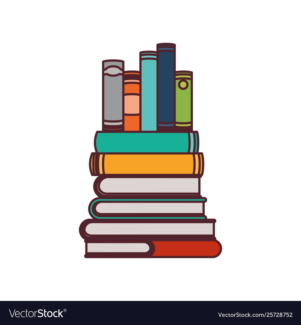 Stack books on white background isolated icon Vector Image