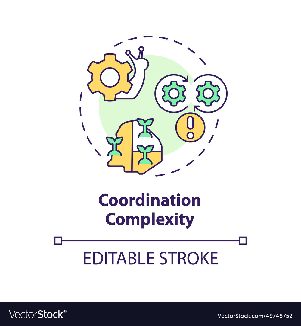 Thin line colorful coordination complexity icon vector image Thin line colorful coordination complexity icon
