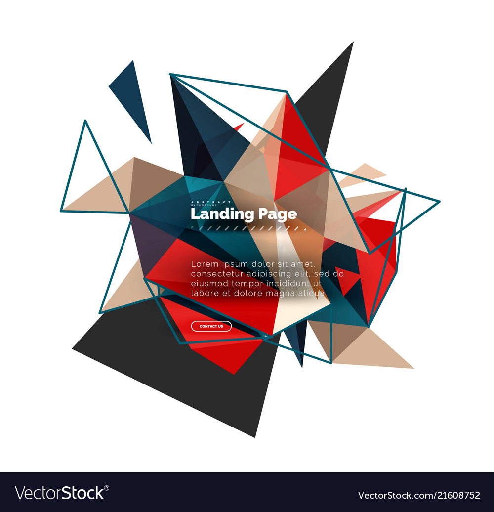 Triangular design abstract background landing vector image Triangular design abstract background landing