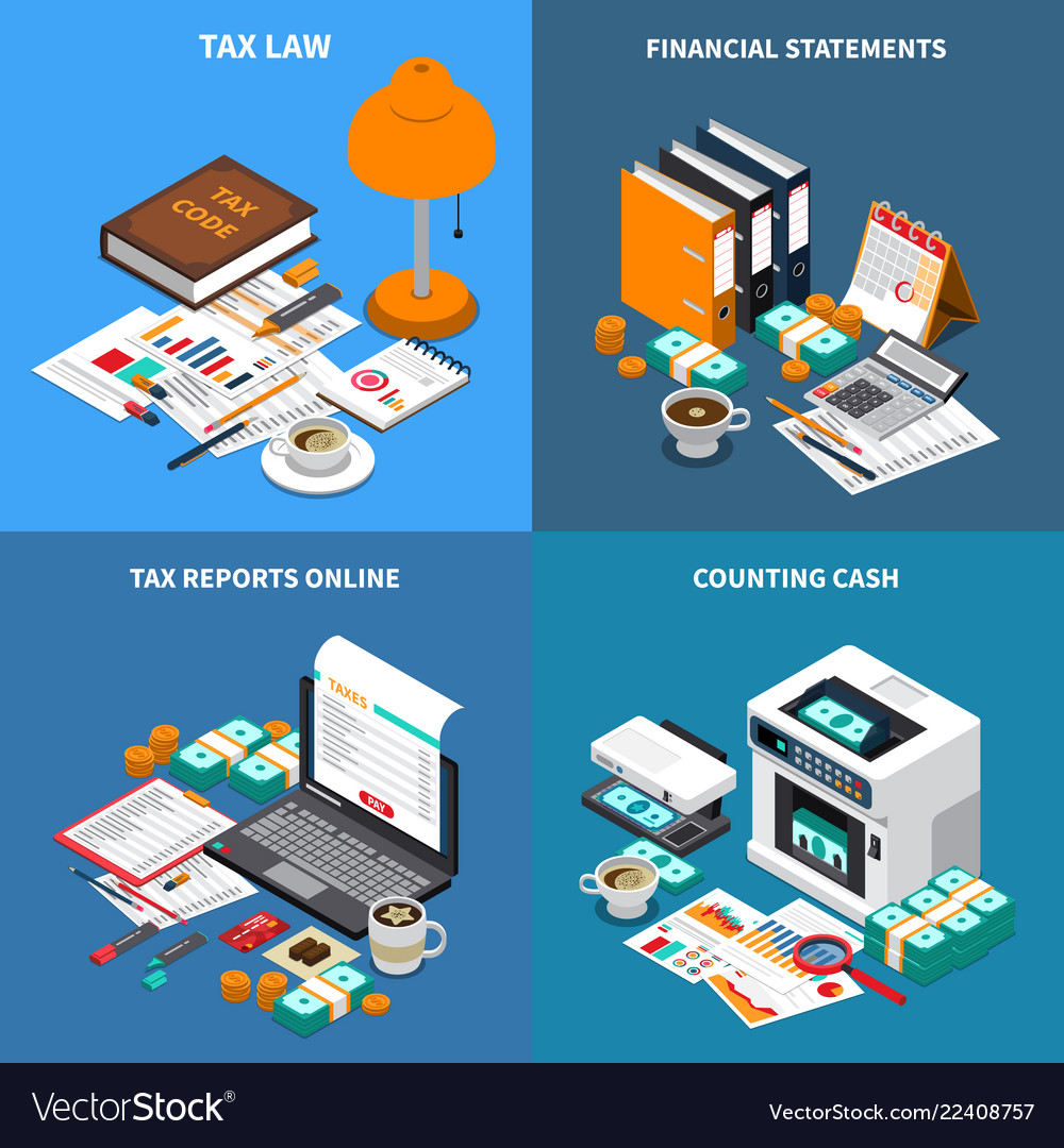 Accounting tax isometric concept vector image Accounting tax isometric concept
