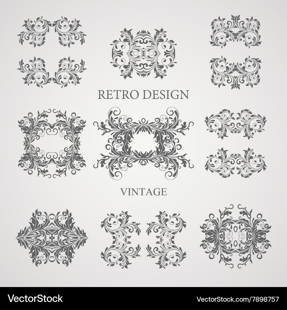 Calligraphic elements vintage set frame Royalty Free Vector