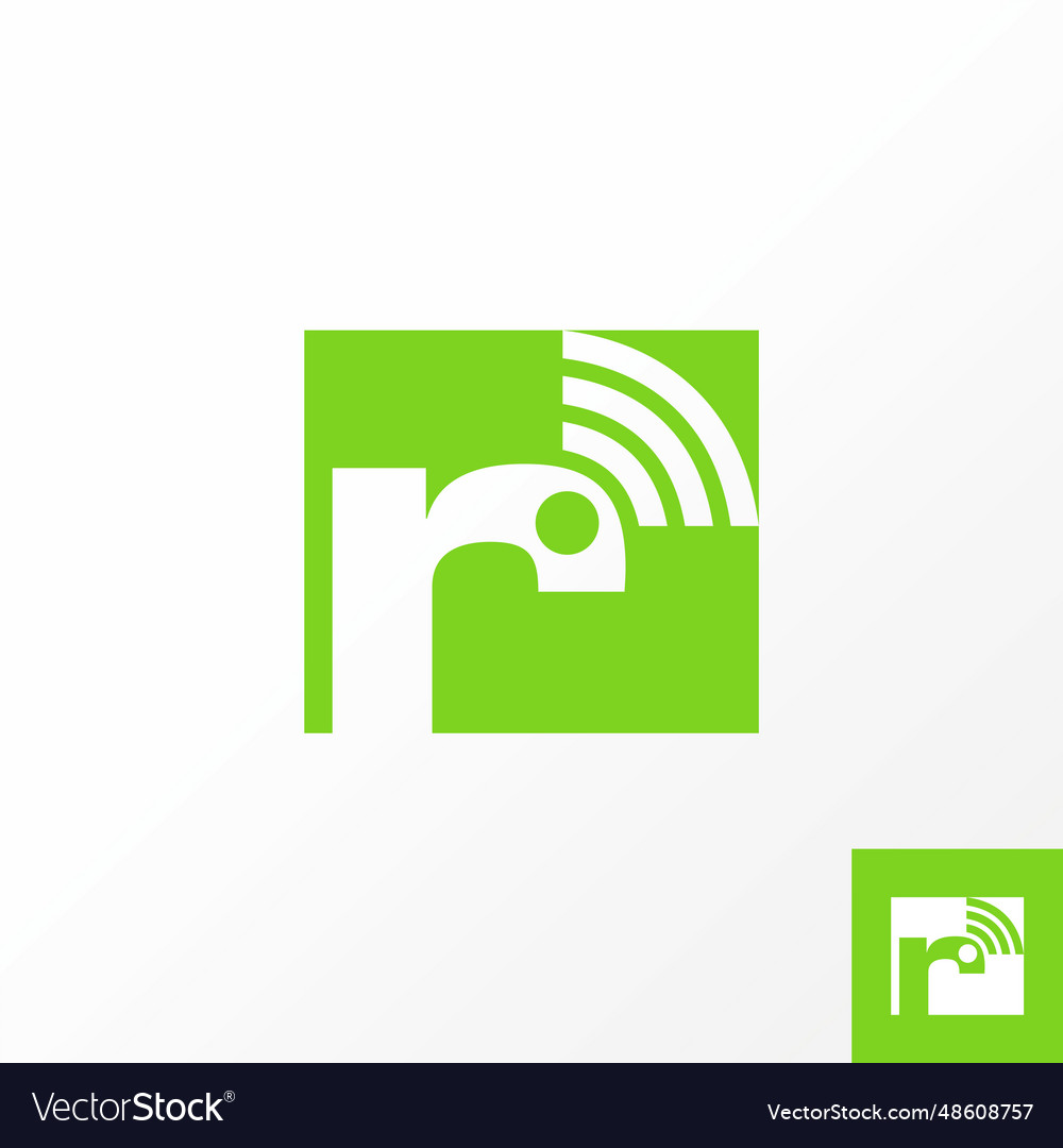 Initial r font with router signal wifi wireless