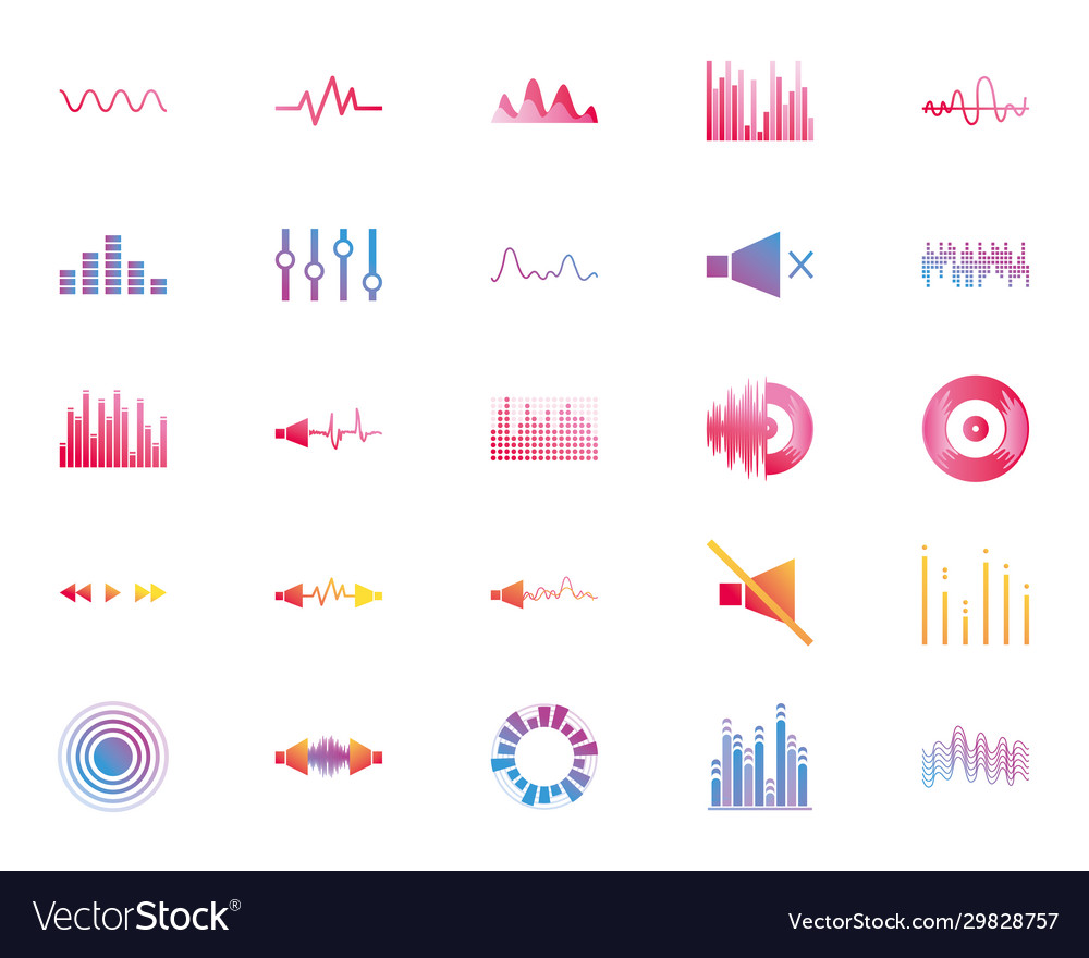 Isolated waves and music gradient style icon