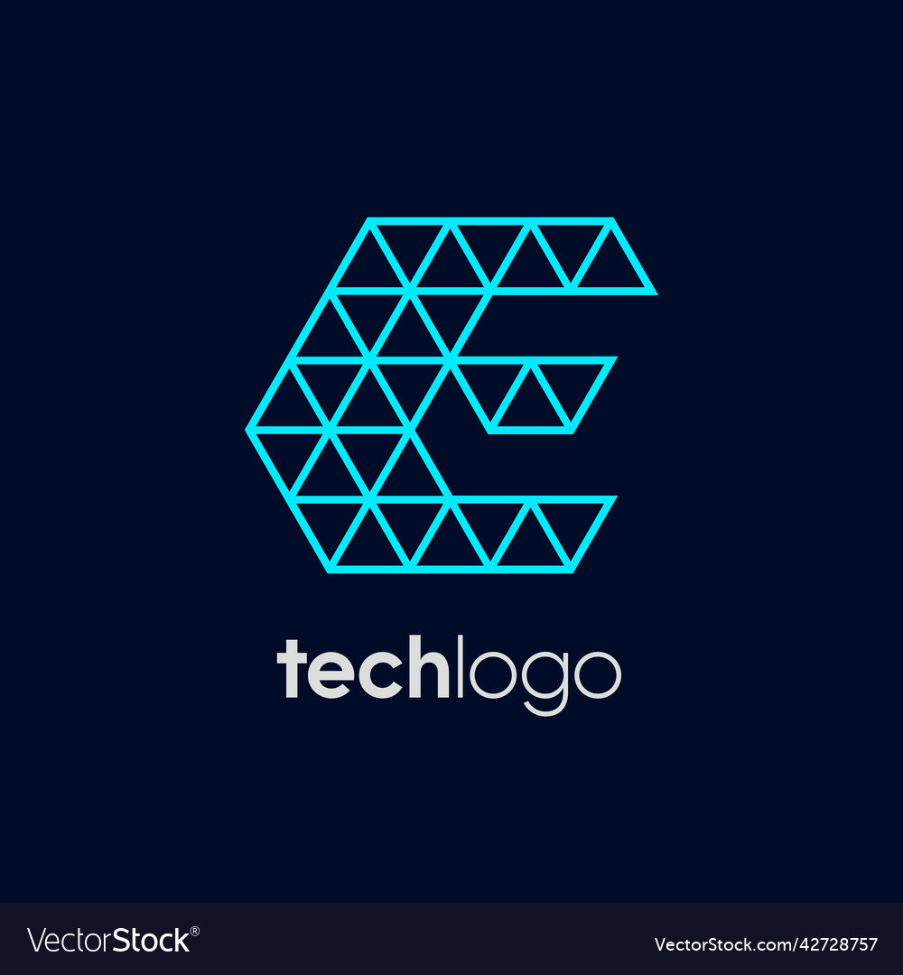 Letter e triangle polygon tech logo