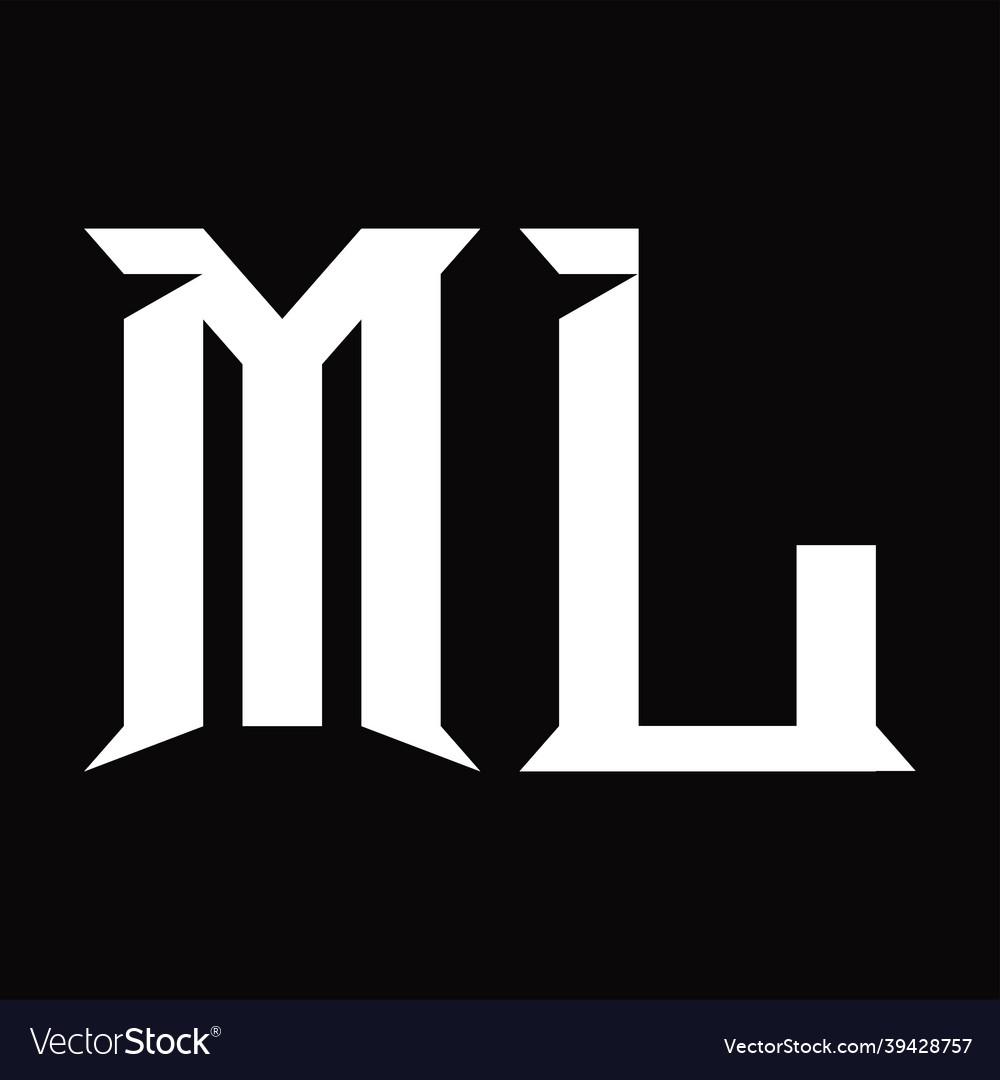 Ml logo monogram with slice shape design template