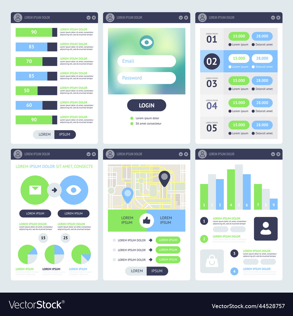 Mobile ui design vector image Mobile ui design