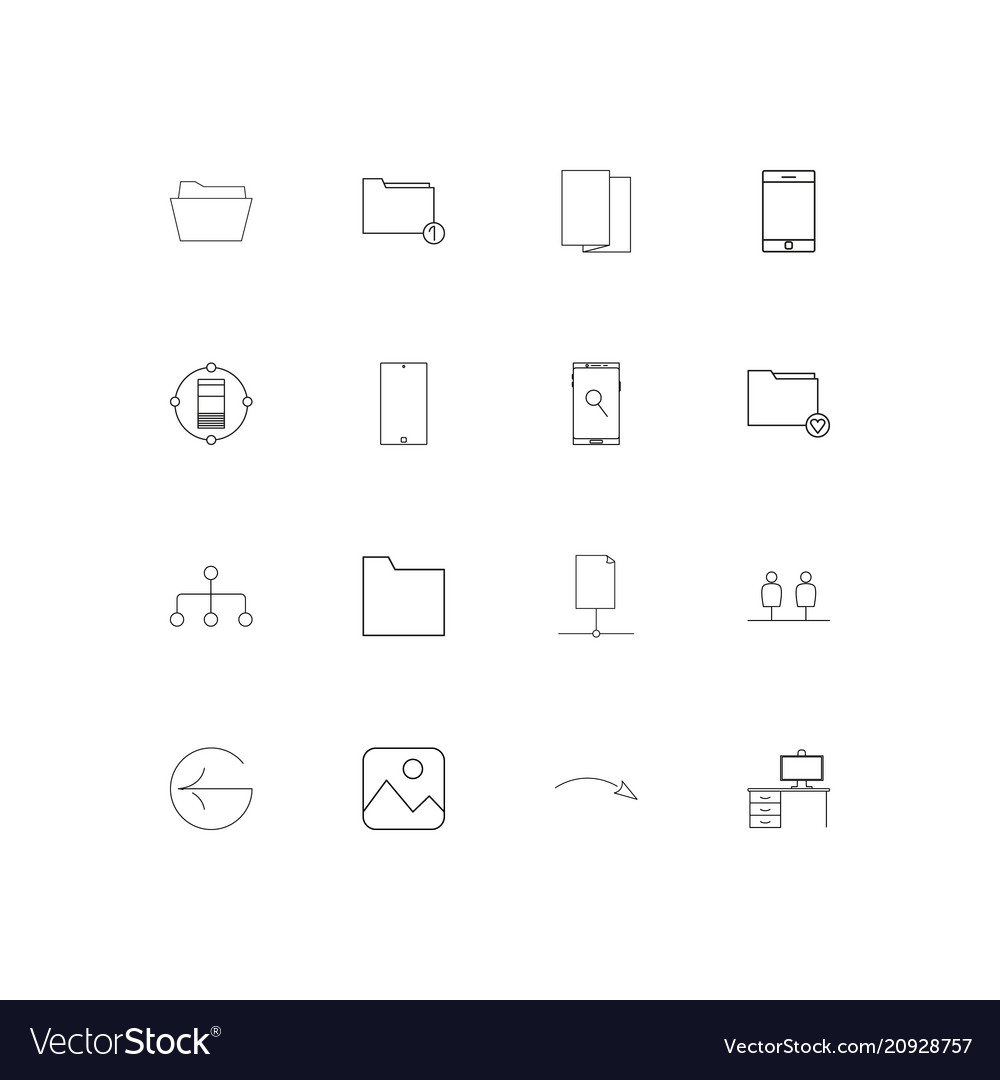Network and database linear thin icons set