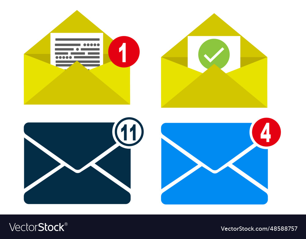 New incoming messages with notification set open Vector Image New incoming messages with notification set open