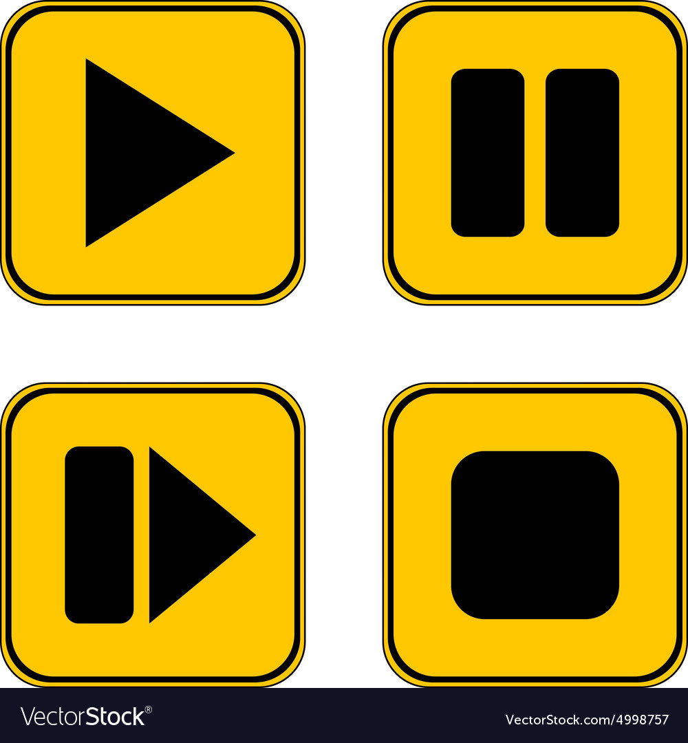 Play pause stop forward buttons set