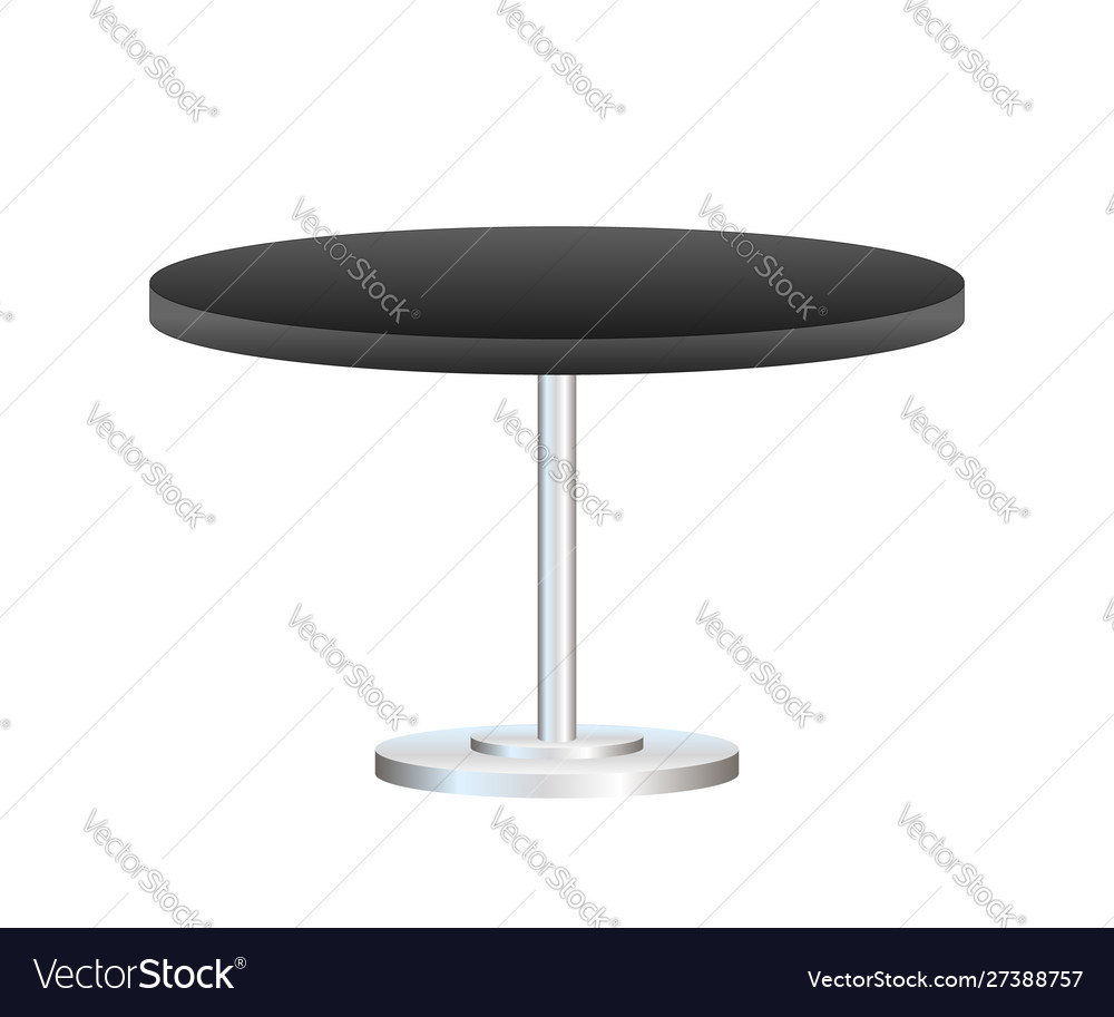 Realistic empty round table with metal stand vector image Realistic empty round table with metal stand