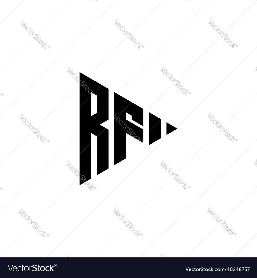 Rf logo monogram triangle shape play button vector image Rf logo monogram triangle shape play button