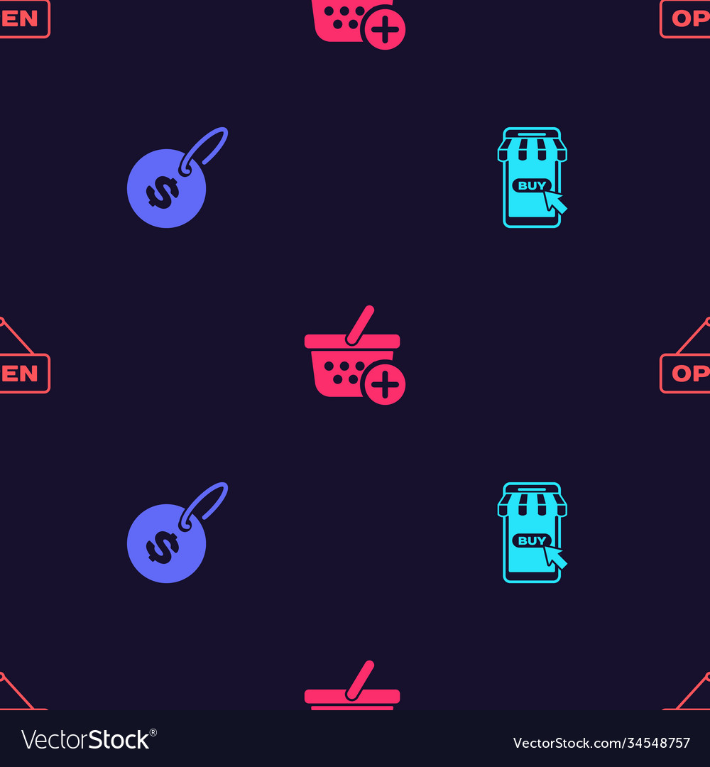 Set mobile and shopping cart price tag Vector Image Set mobile and shopping cart price tag
