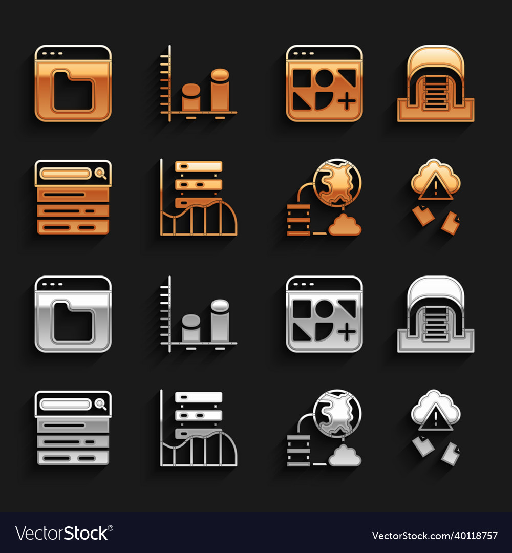 Set server data web hosting hangar with servers vector image Set server data web hosting hangar with servers