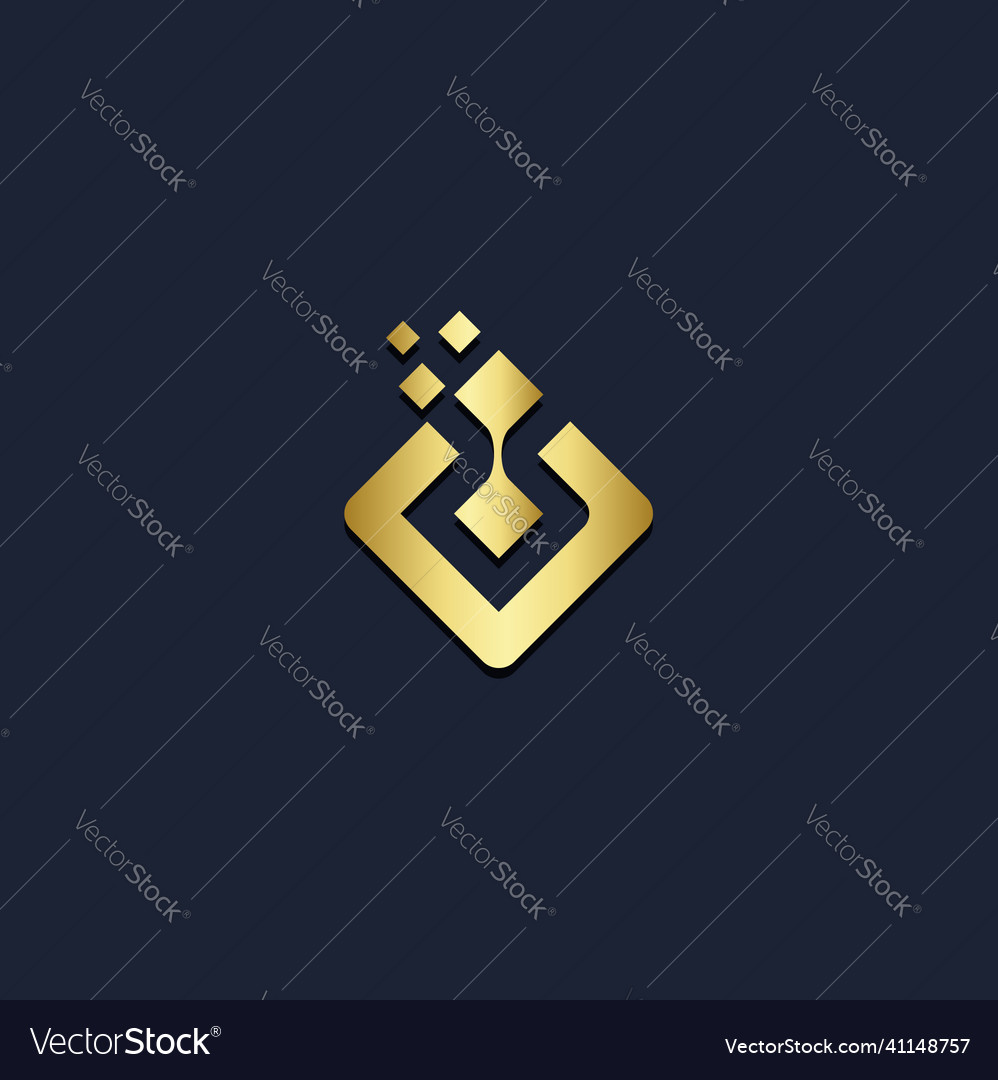 Square digital technology gold logo Royalty Free Vector