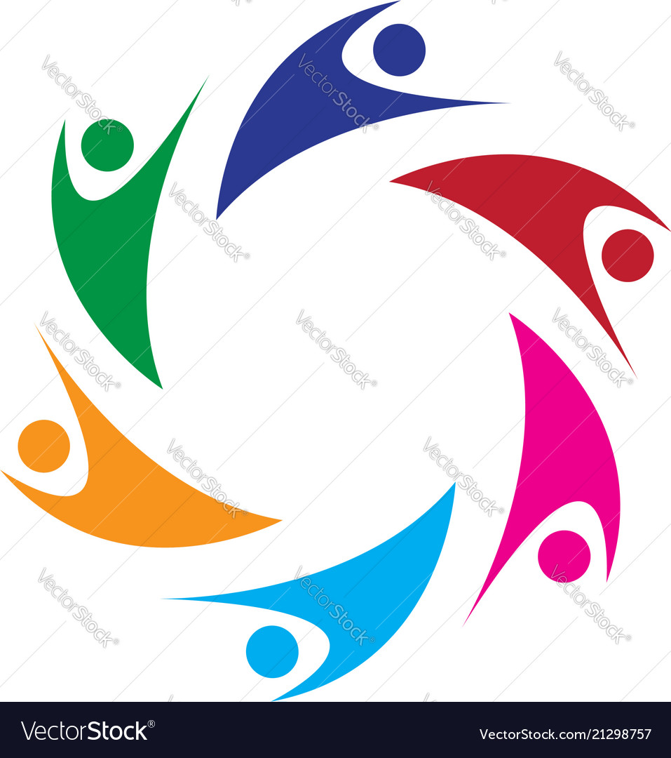 Teamwork swoosh people logo Royalty Free Vector Image