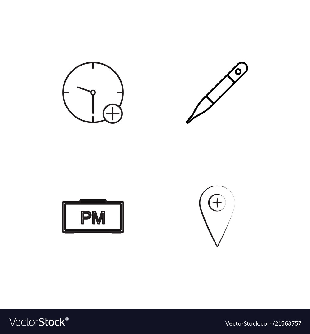 Time linear icons set simple outline