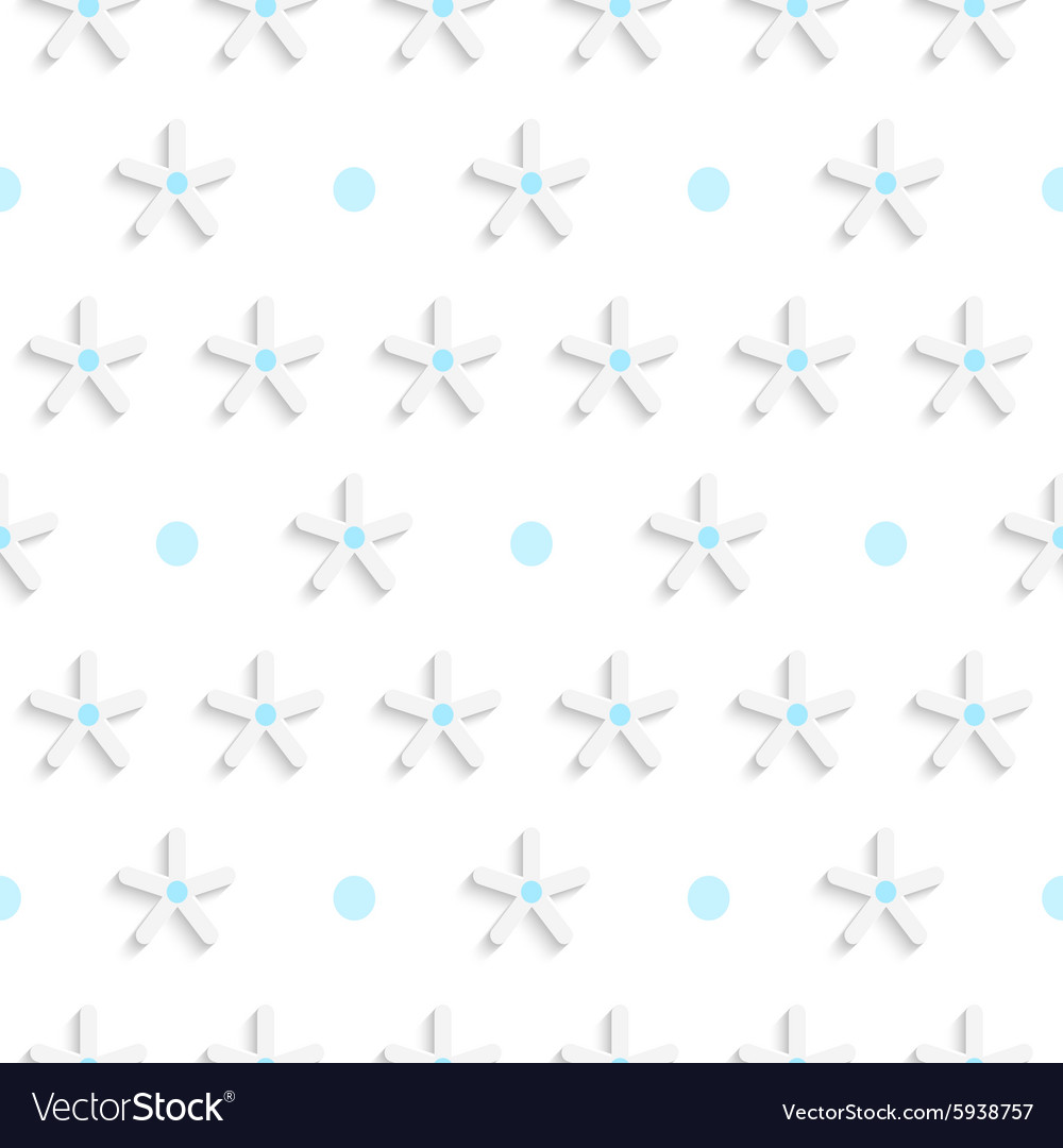 White small snowflake shapes with blue dots