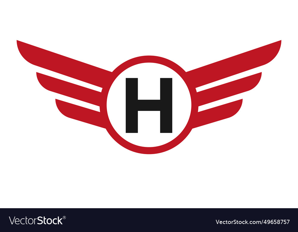 Wing logo on letter h transportation symbol Vector Image