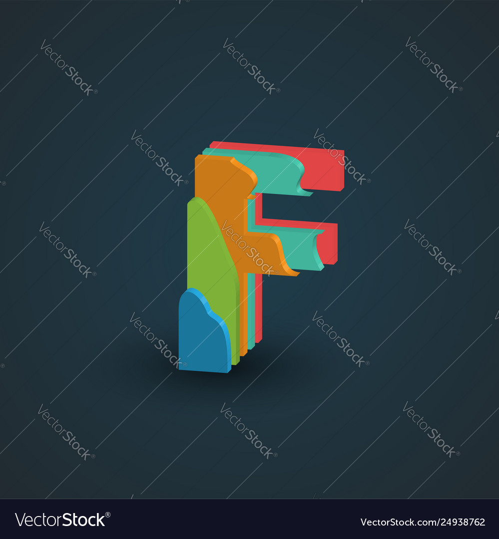 3d colorful layered character from a fontset vector image 3d colorful layered character from a fontset