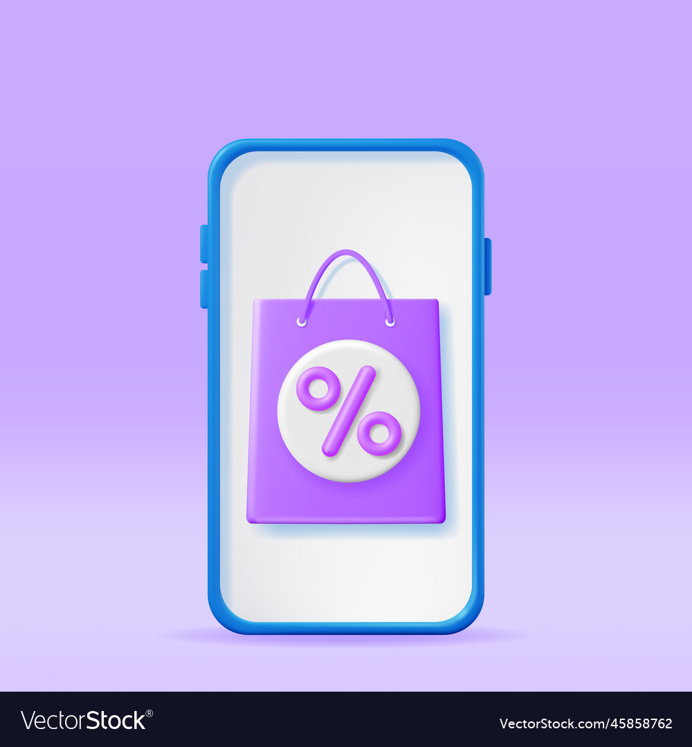 3d smartphone with shopping bag